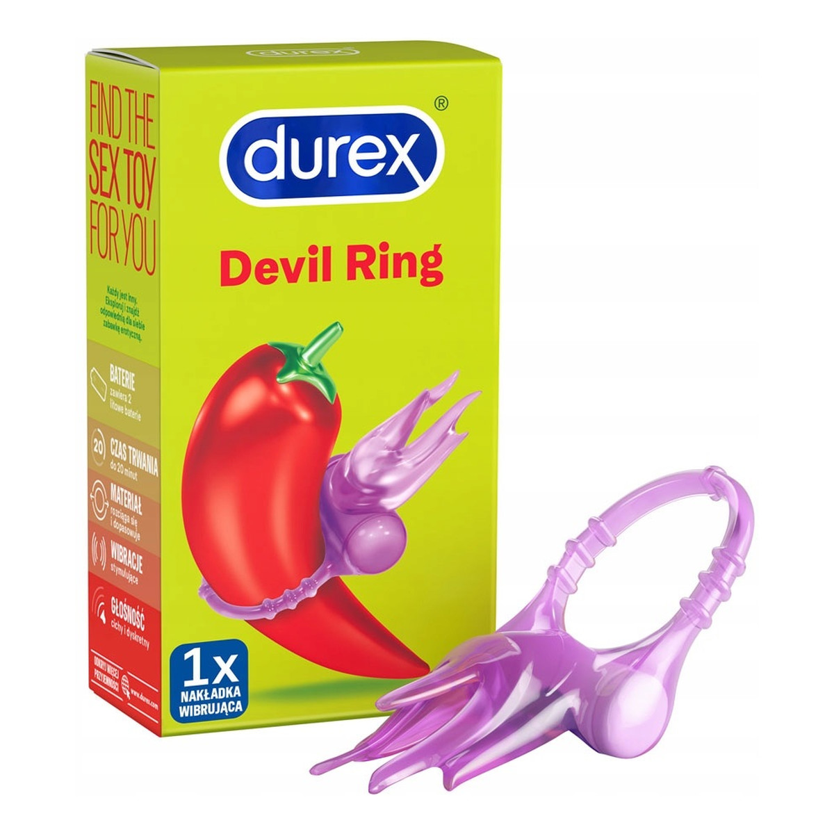 Durex Devil ring pierścień wibracyjny z wypustkami