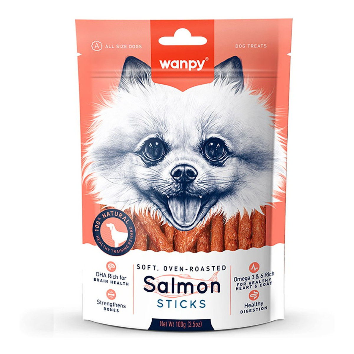 Wanpy Dogs przekąski dla psów salmon-paluszki z łososia 100g