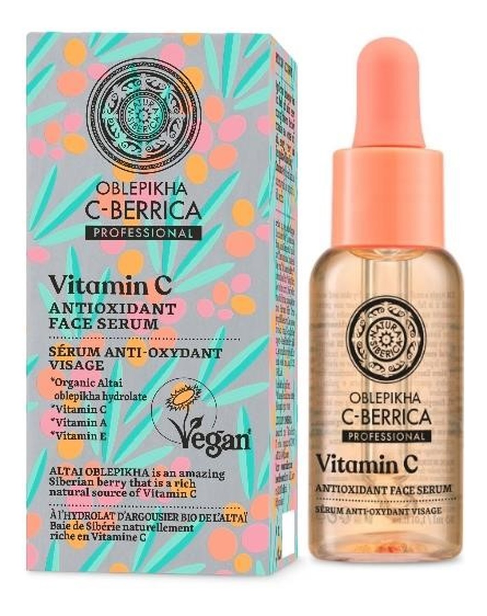 Wegańskie, antyoksydacyjne serum do twarzy z witaminą C i hydrolatem z rokitnika ałtajskiego