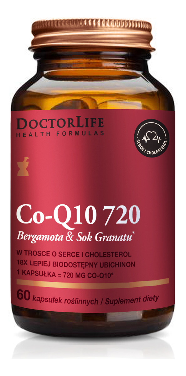 Co-q10 720 bergamota & sok granatu suplement diety w trosce o serce i cholesterol 60 kapsułek