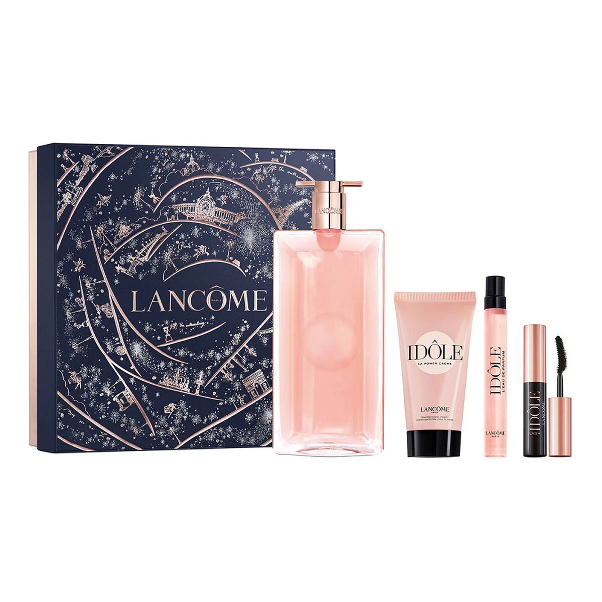 Lancome Idole Zestaw woda perfumowana spray 100ml + balsam do ciała 50ml + woda perfumowana spray 10ml + mini tusz do rzęs 2ml
