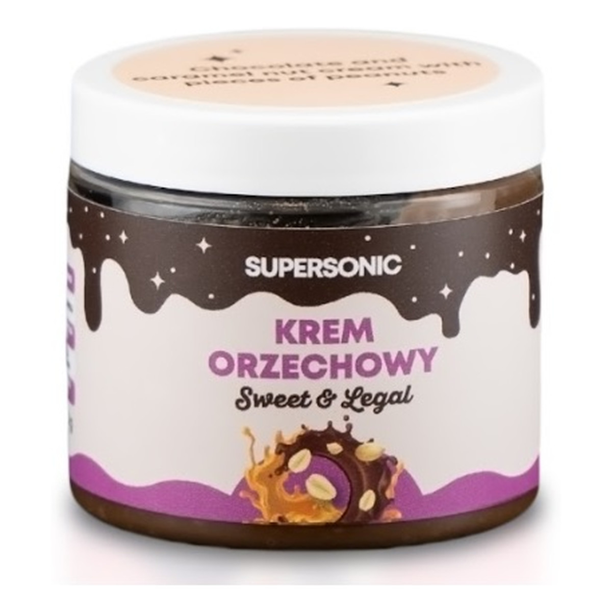 Supersonic Sweet&Legal orzechowy Krem proteinowy o smaku czekolady i karmelu z kawałkami orzechów 160g