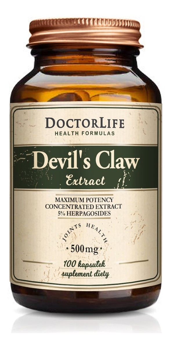Devil's claw extract diabelski szpon czarci pazur 500mg suplement diety 100 kapsułek