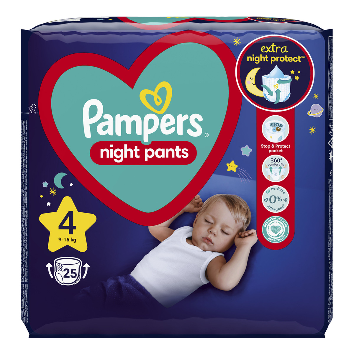 Pampers NIGHT PANTS PIELUCHOMAJTKI Rozmiar 4 / 9-15KG 25 sztuk
