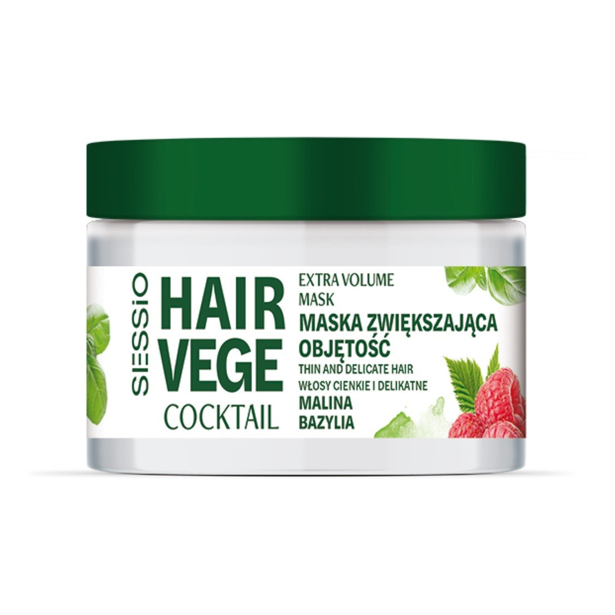 Sessio Hair Vege Cocktail Sessio hair vege coctail maska zwiększająca objętość do włosów cienkich i delikatnych-malina i bazylia 250ml