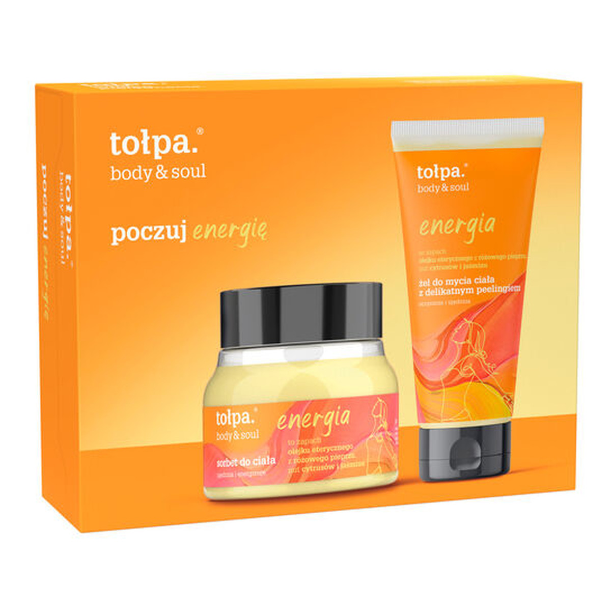 Tołpa Body & Soul Zestaw prezentowy Energia Sorbet do ciała 250ml + Żel do mycia ciała 200ml