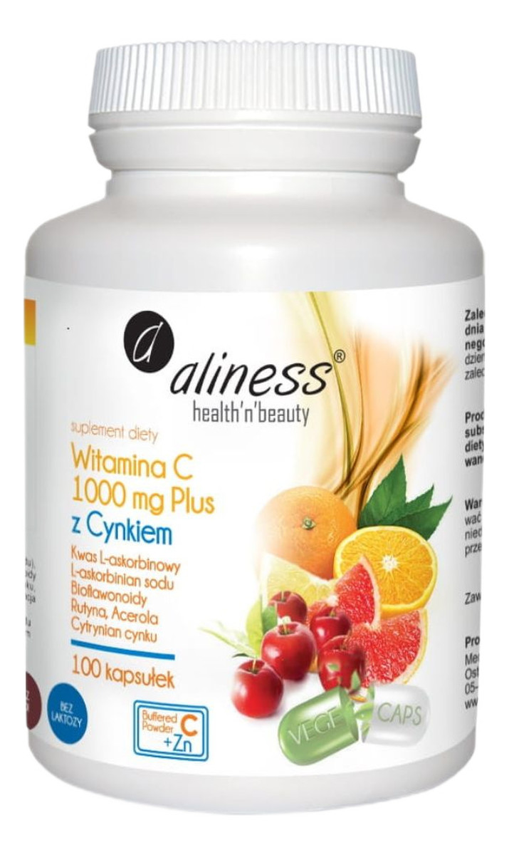 Aliness_witamina c 1000mg z cynkiem plus suplement diety 100 kapsułek