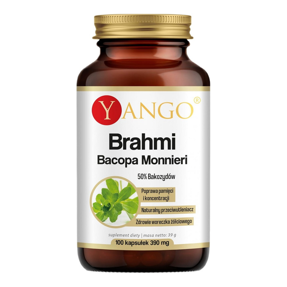 Yango Brahmi ekstrakt 50% bakozydów suplement diety 100 kapsułek