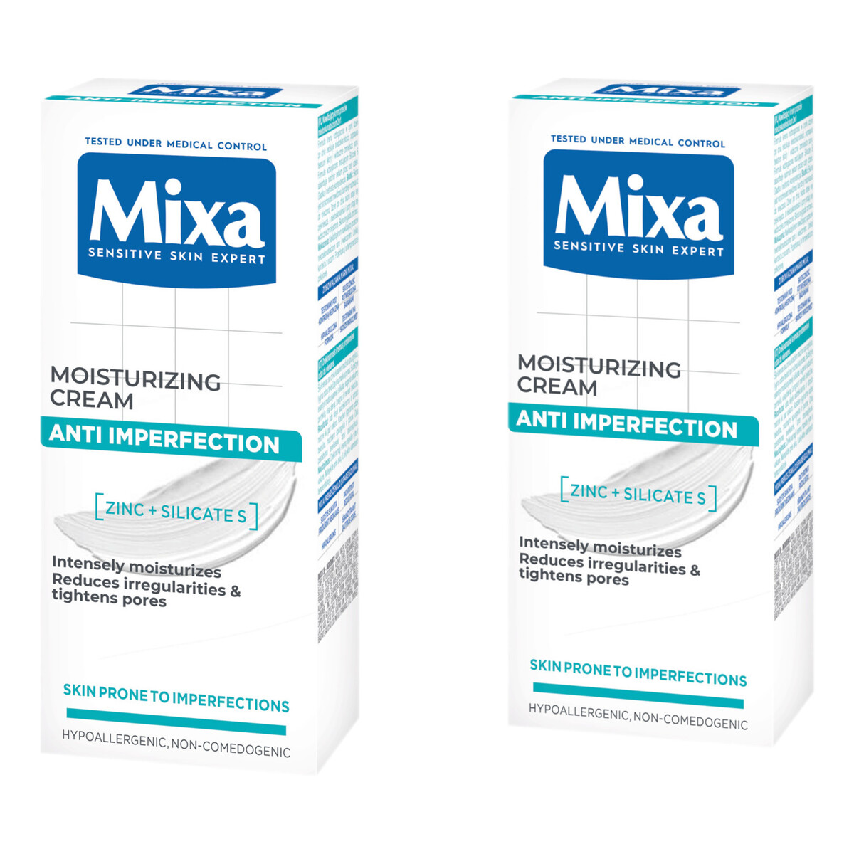 Mixa Krem Nawilżający Do Twarzy Przeciw Niedoskonałościom 2w1 2x50ml Skóra Wrażliwa