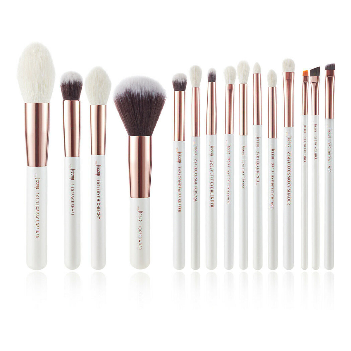 JESSUP Zestaw 15 Pędzli White/Rose Gold T222