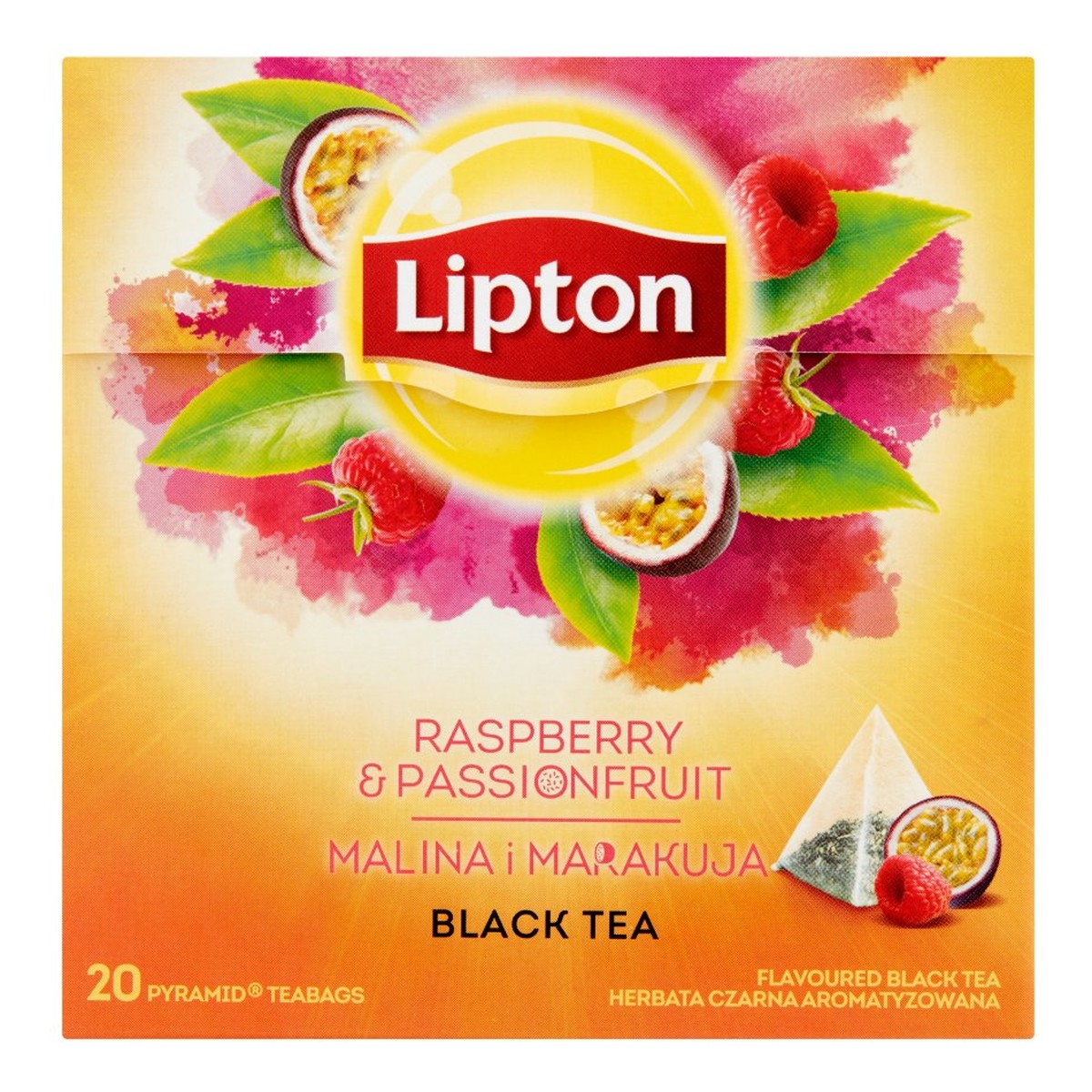 Lipton Herbata czarna aromatyzowana malina i marakuja 20 torebek 32g