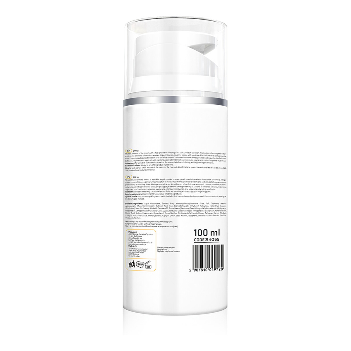 Apis Professional Krem ochronny do twarzy SPF 50 100ml
