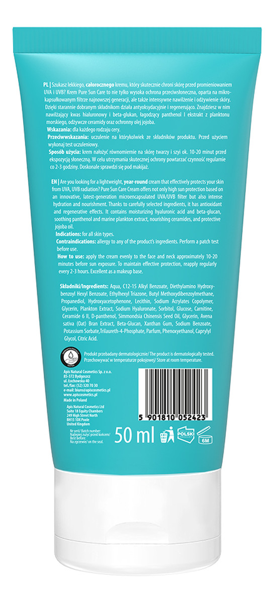 Krem do twarzy z filtrami SPF 50