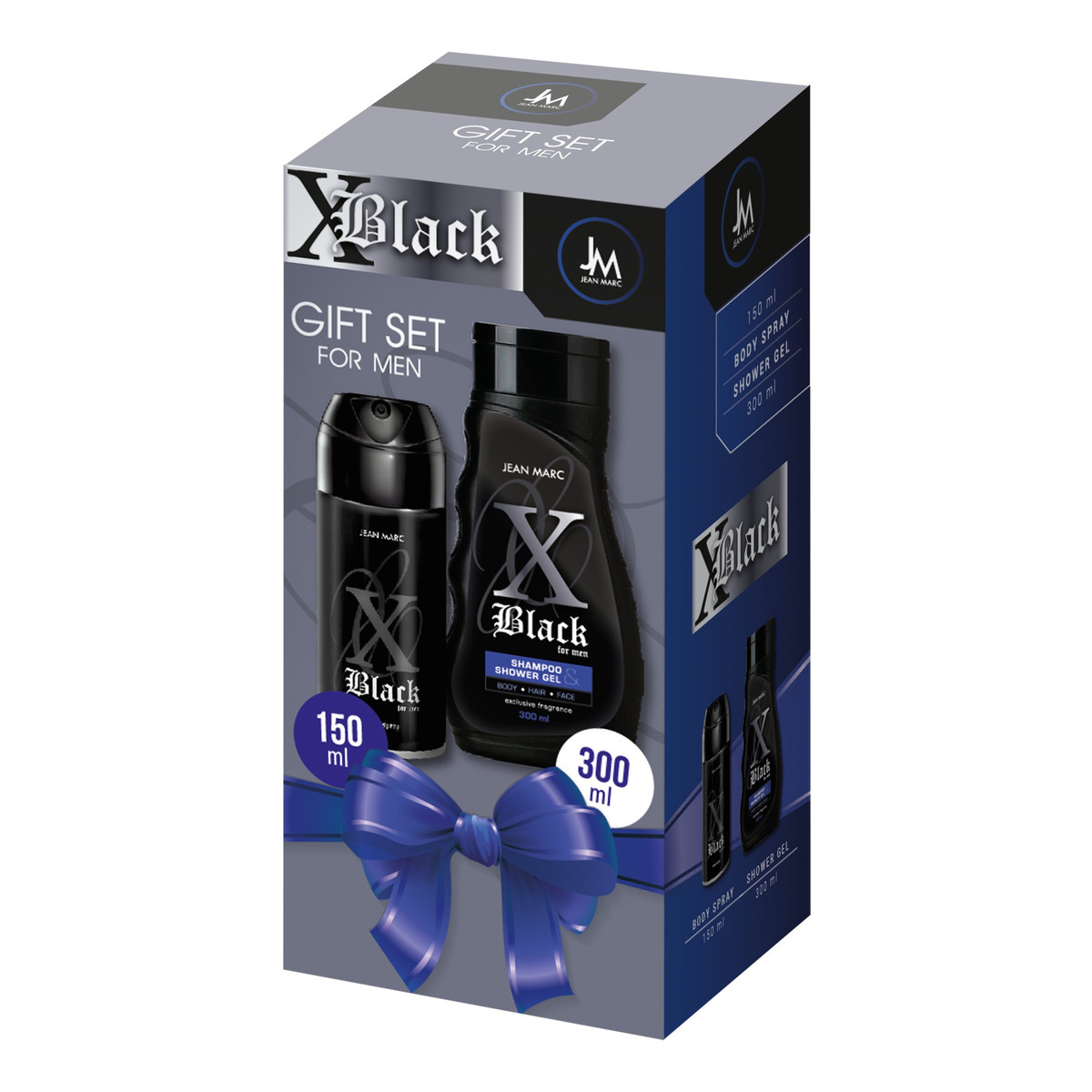 Jean Marc X-Black Zestaw prezentowy męski - dezodorant 150 ml + żel pod prysznic 300 ml