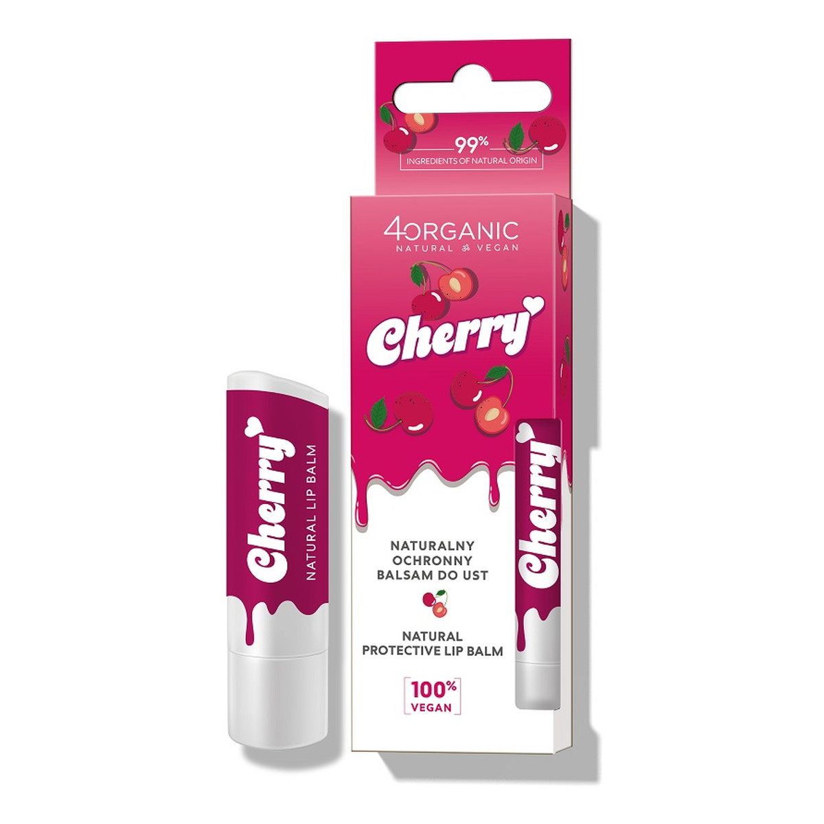 4organic Naturalny ochronny Balsam do ust cherry 5g