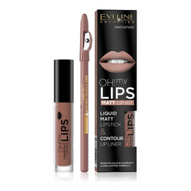 Eveline OH my Lips zestaw do makijażu ust matowa pomadka w płynie + kredka do ust