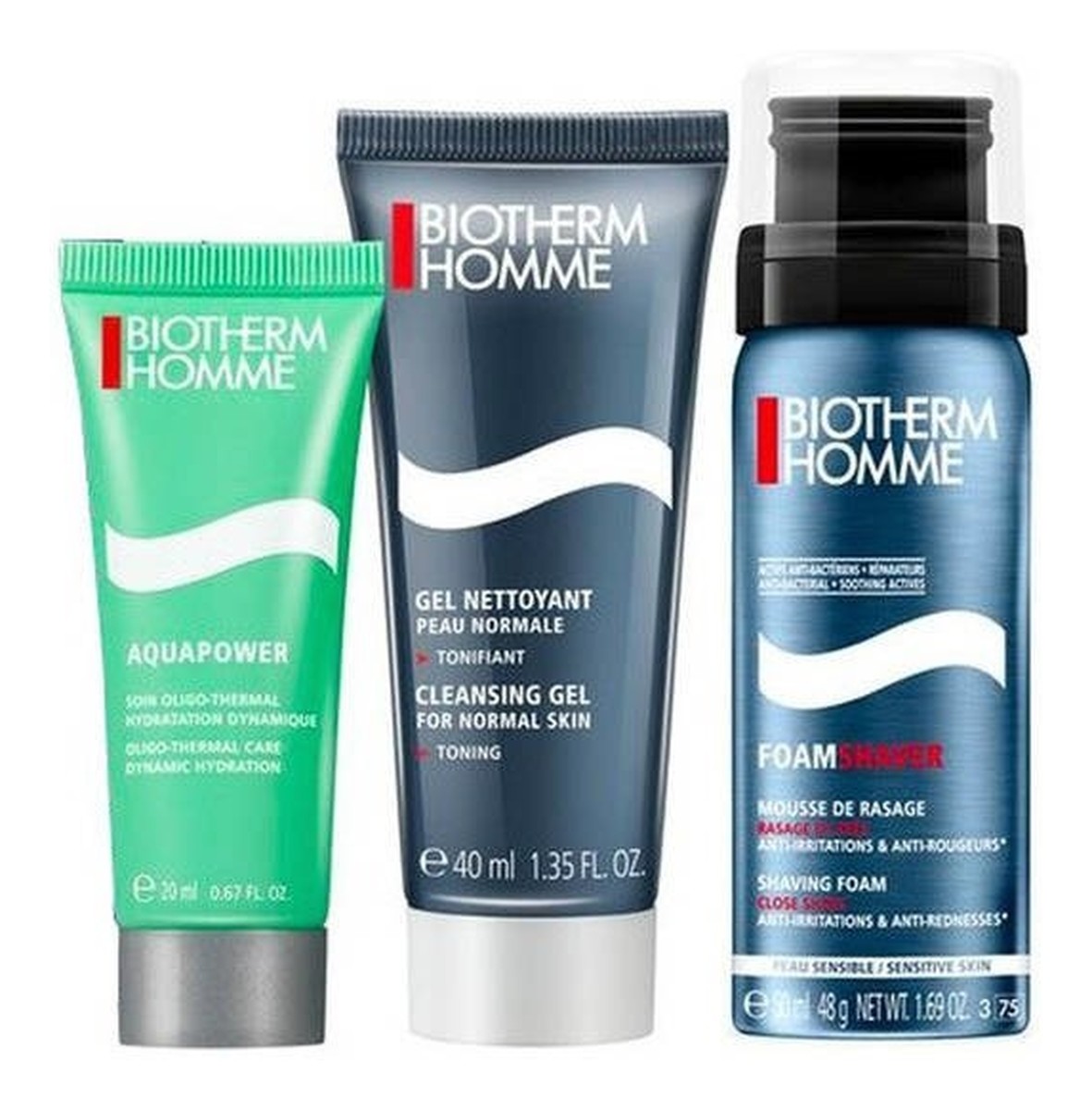 zestaw (Aquapower Cleansing Gel żel do twarzy 40ml + Foam Shaver pianka do golenia 50ml + Oligo-Thermal Care żel oczyszczający do twarzy 20ml)