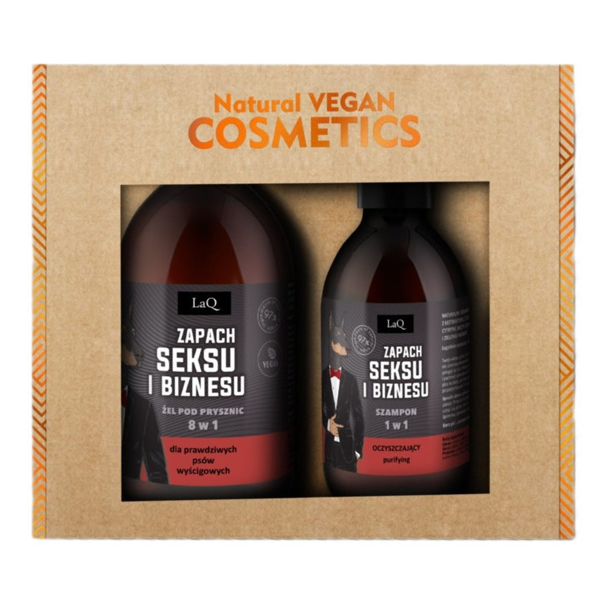 Laq Zapach Seksu i Biznesu Czarny Mat Zestaw żel pod prysznic 500ml + oczyszczający szampon 300ml
