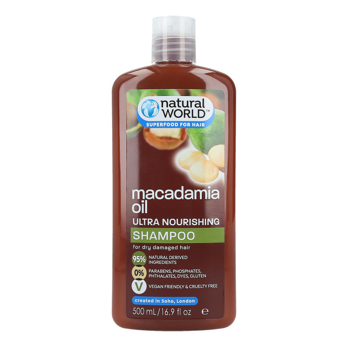 Natural World MACADAMIA OIL Ultra Nourishing Intensywnie odżywiający szampon do włosów 500ml