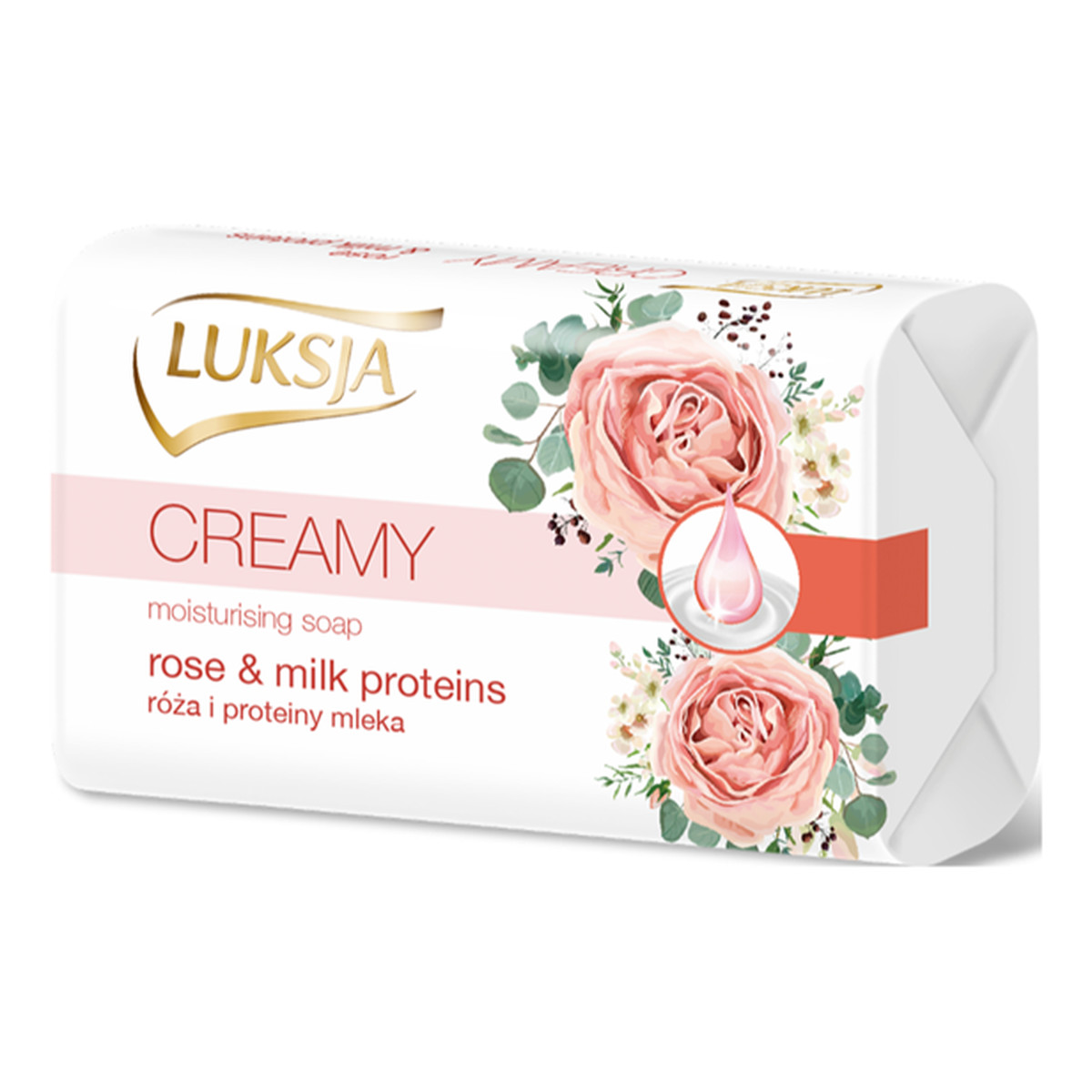 Luksja Creamy & Soft Wygładzające Kremowe Mydło w kostce Róża & Proteiny Mleka 90g