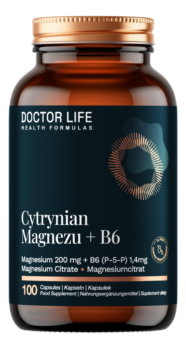 Cytrynian Magnezu + B6 suplement diety 100 Kapsułek