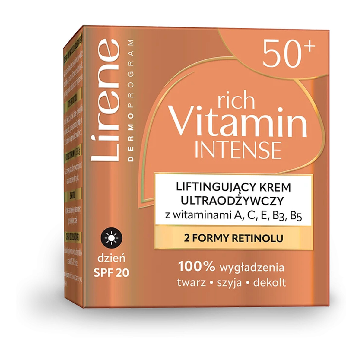 Lirene Liftingujący krem ultraodżywczy z SPF 20 i witaminami A, C, E, B3, B5 50+ na dzień 50ml