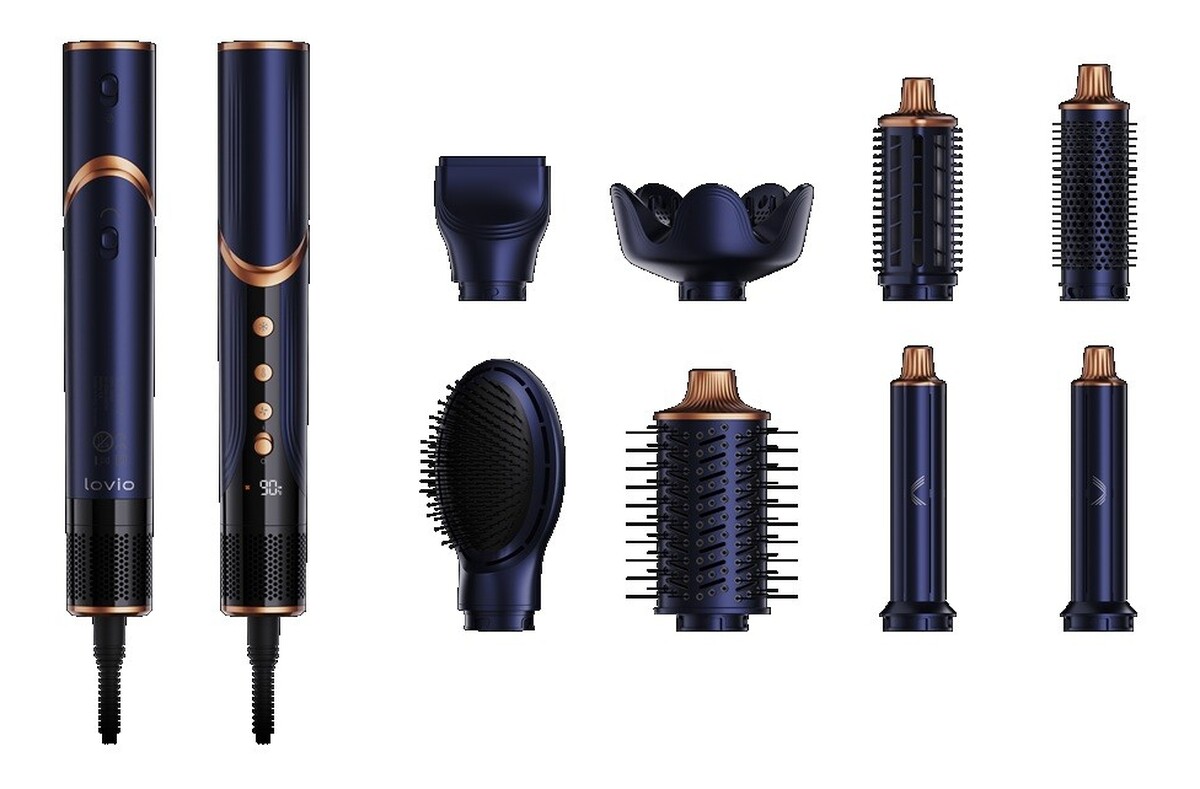 Multistyler airstyle suszarko-lokówka 8w1 do włosów granatowo-miedziana lvhs001bl