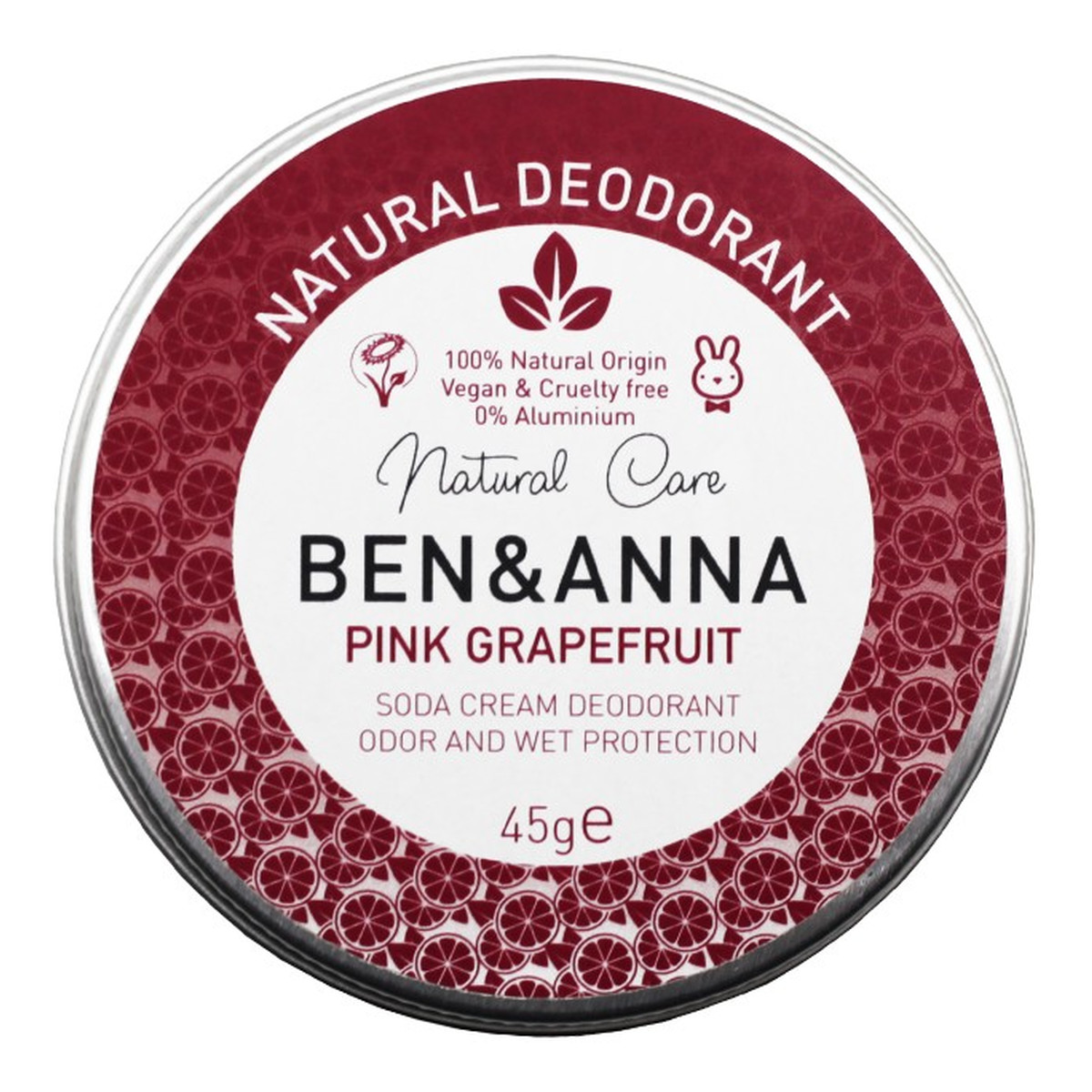 Ben&Anna Natural Deodorant naturalny dezodorant w kremie w aluminiowej puszce Pink Grapefruit 45g