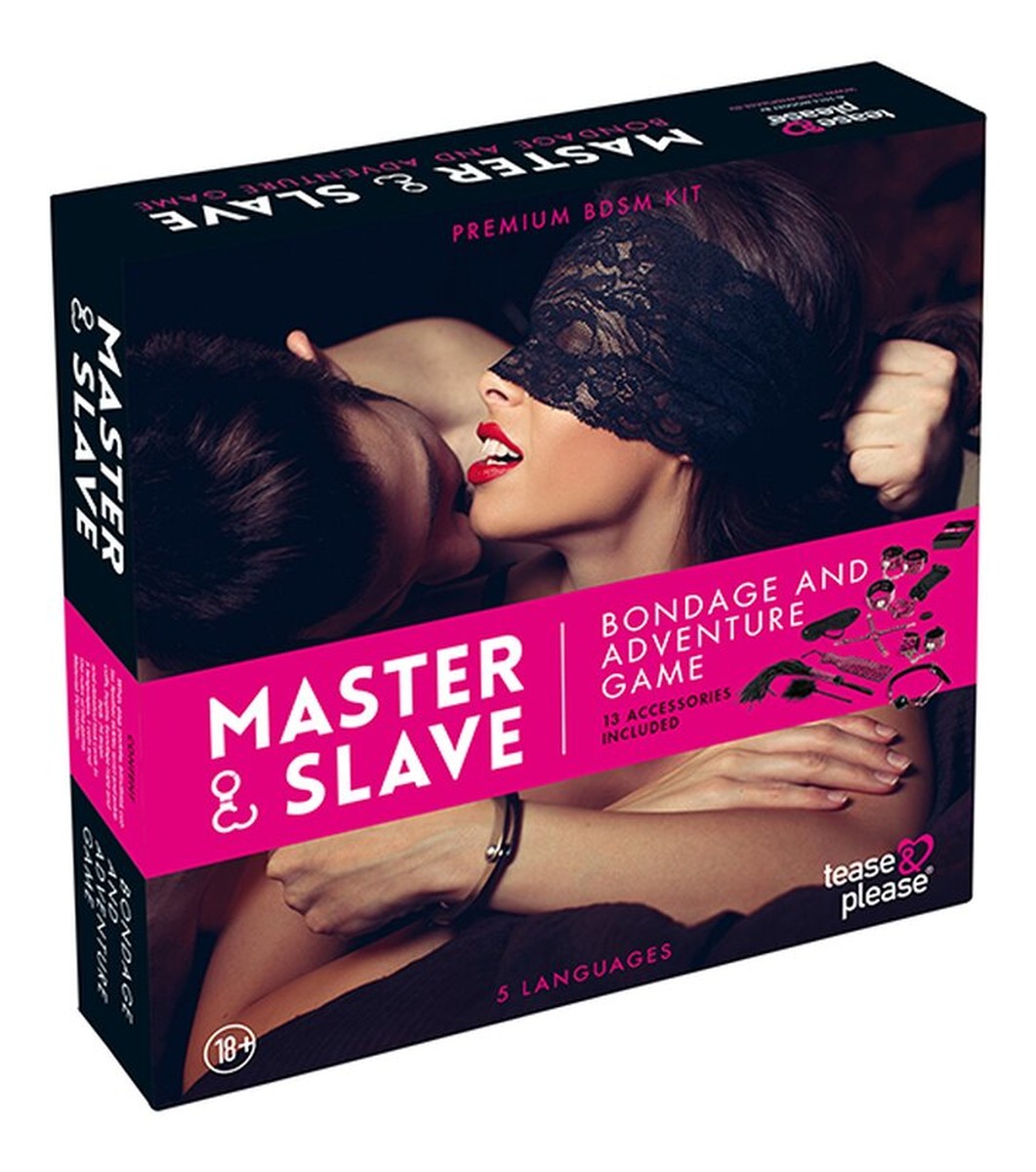 Master & slave bondage game wielojęzyczna gra erotyczna z 13 akcesoriami pink