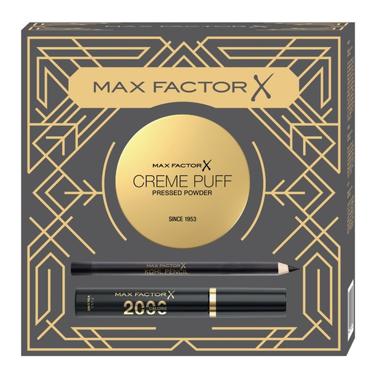 Max Factor Creme Puff Zestaw Matowy puder do twarzy + Mascara 2000 Calorie tusz do rzęs + Kohl Pencil kredka do oczu 4g