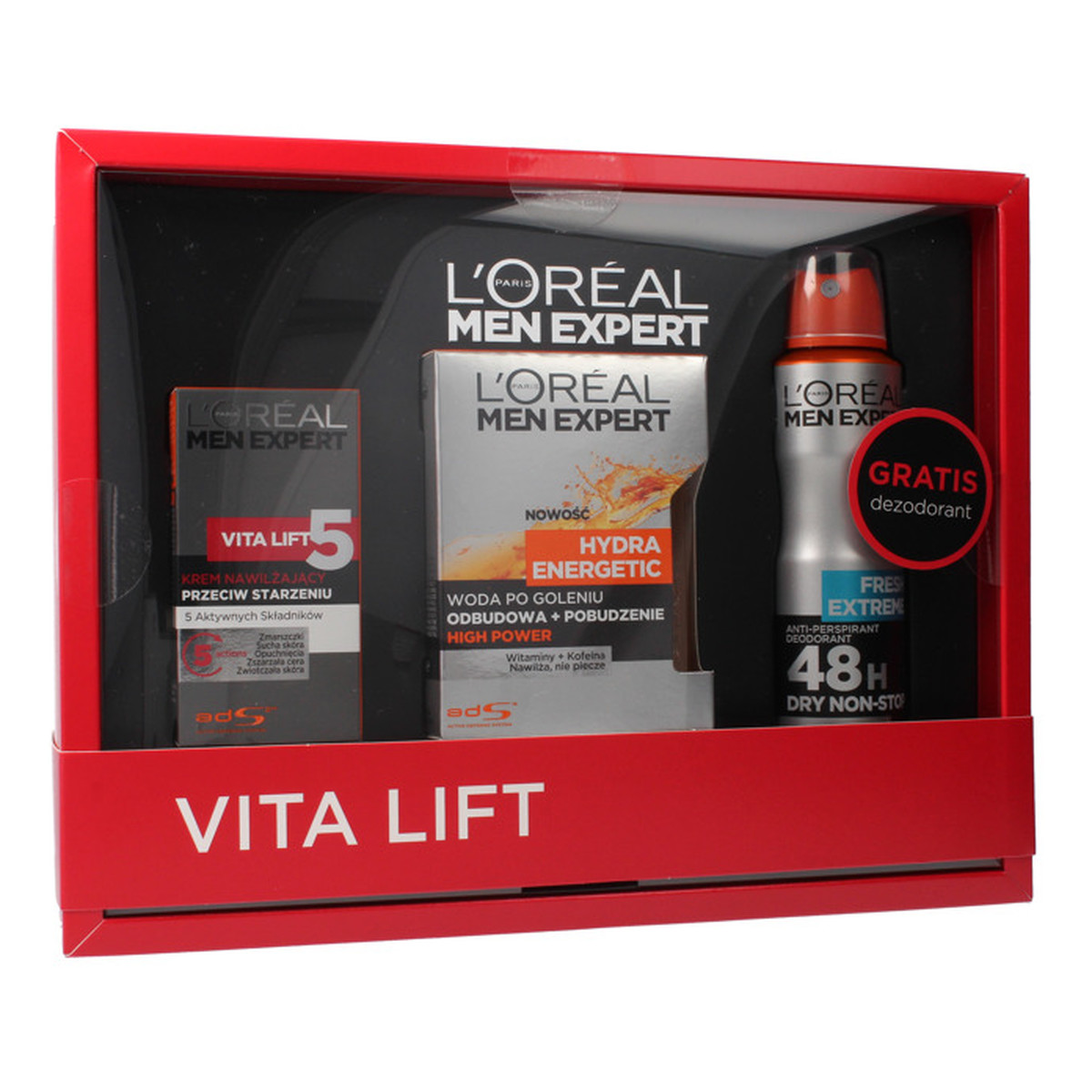 L'Oreal Paris Men Expert Vita Lift Zestaw prezentowy woda po goleniu + krem nawilżający + antyperspirant