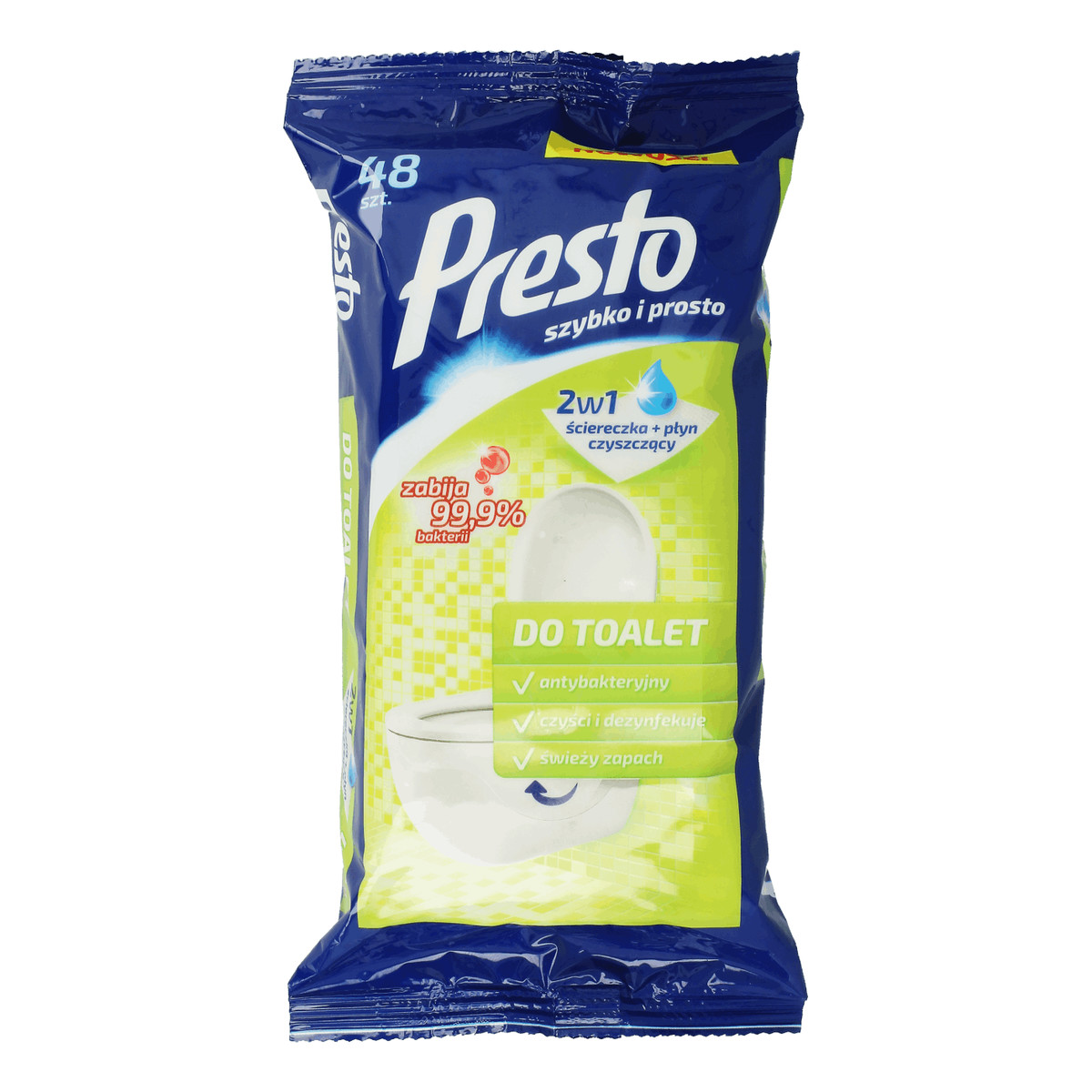Presto Clean Ściereczki czyszczące+płyn 2w1 do toalet 48szt