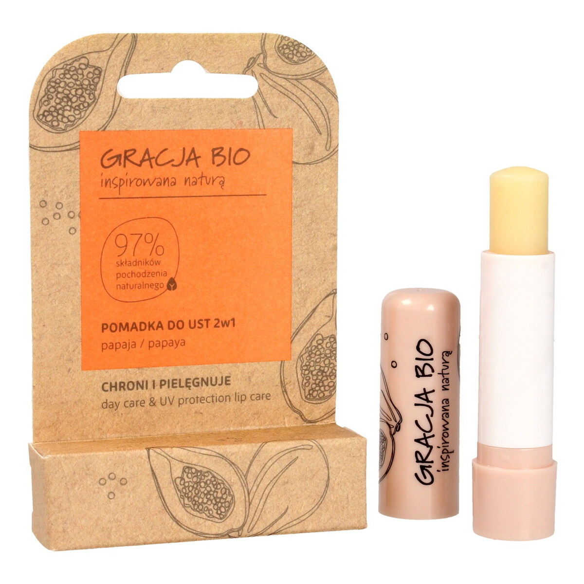 Gracja BIO Pomadka ochronna do ust 2w1 Papaja 5g