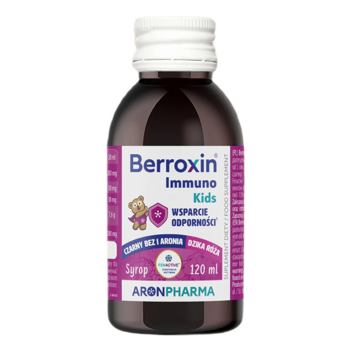 AronPharma Berroxin immuno kids syrop z czarnego bzu i aronii dla dzieci 120ml