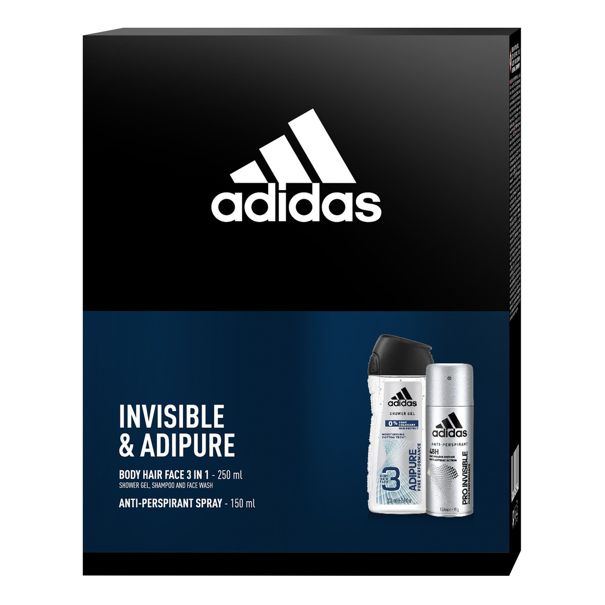 Adidas Pro Invisible & Adipure Zestaw prezentowy Men deo spray 150 ml+żel pod prysznic 250ml