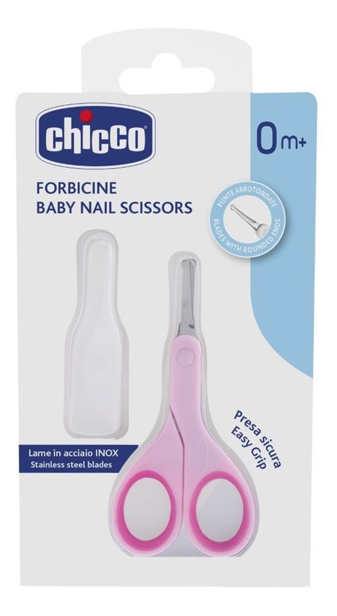 Baby nail scissors nożyczki z osłonką 0m+ różowe