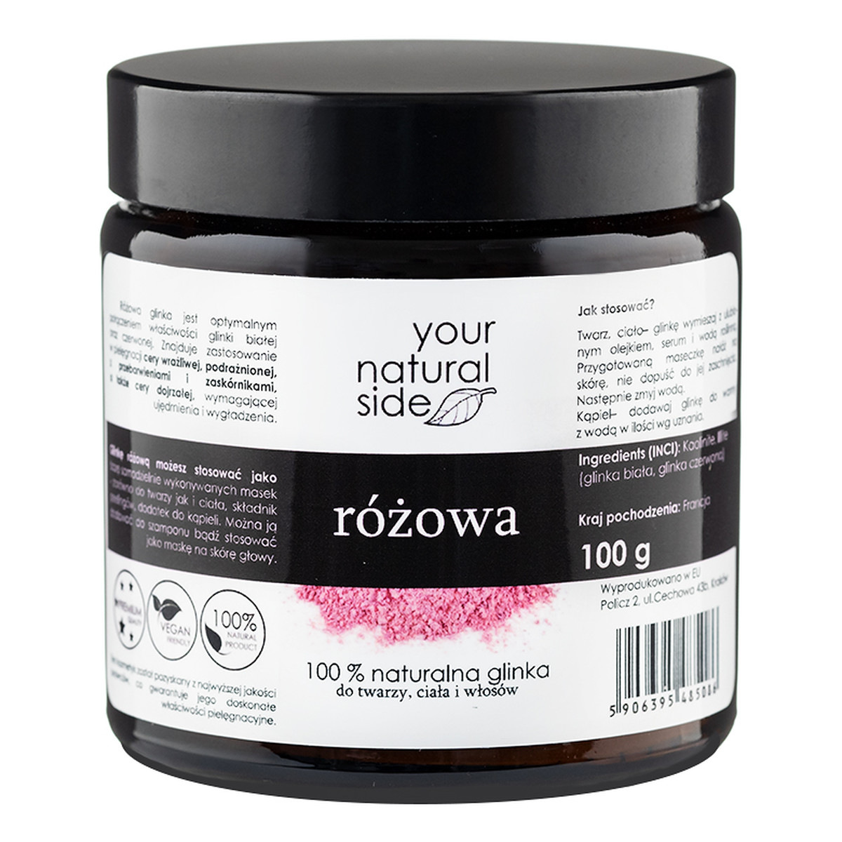 Your Natural Side Naturalna 100% Glinka Różowa 100g