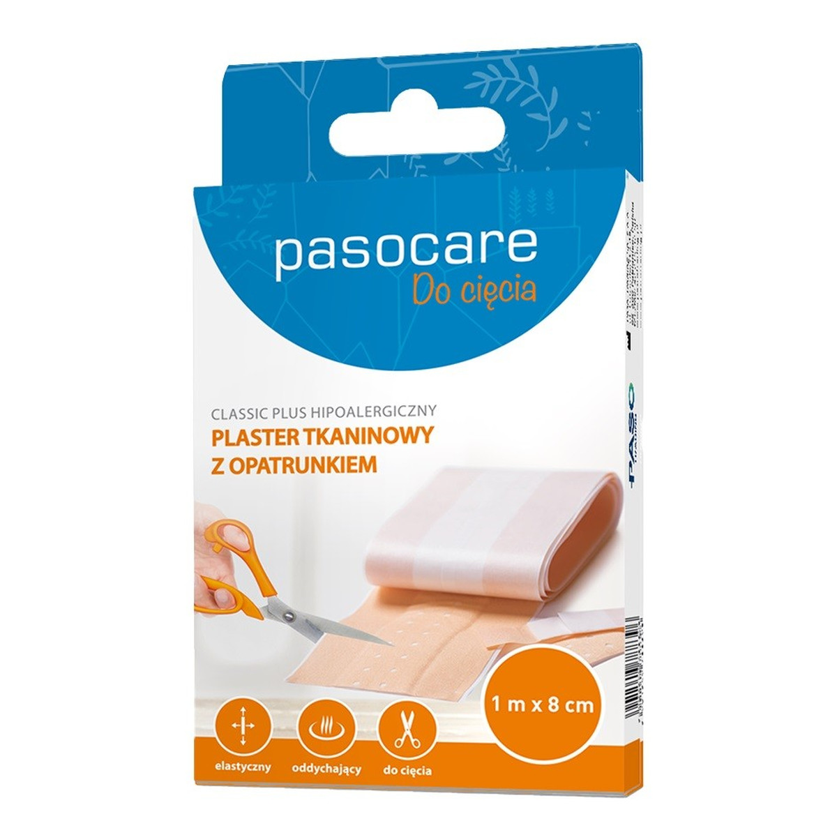 Pasocare Classic Plus Hipoalergiczny Plaster tkaninowy z opatrunkiem - do cięcia 1m x 8cm