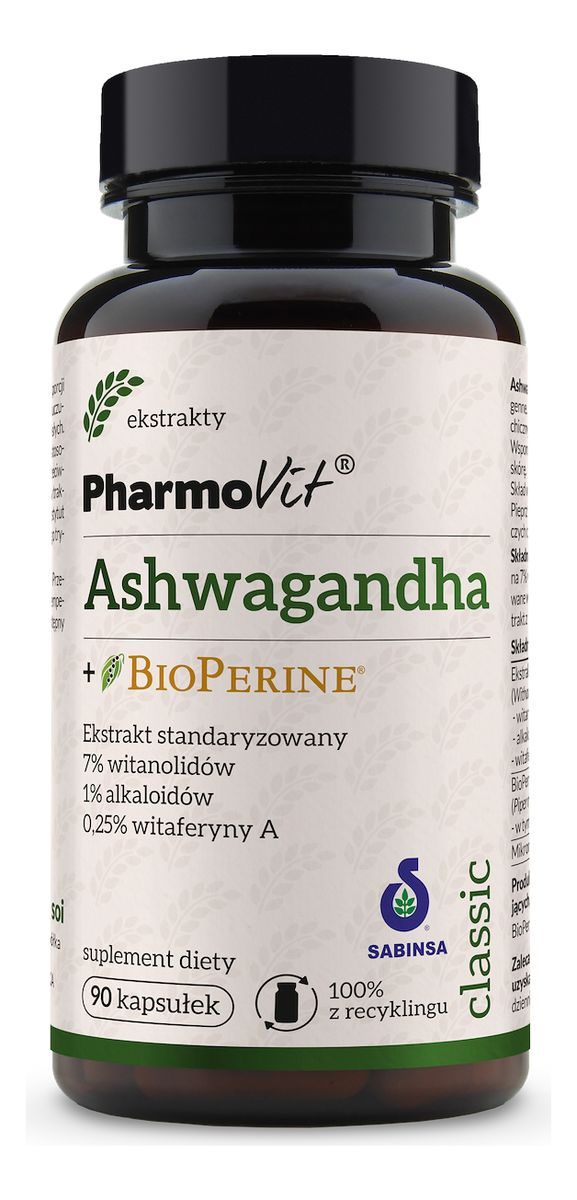 Ashwagandha + BioPerine suplement diety 90 kapsułek