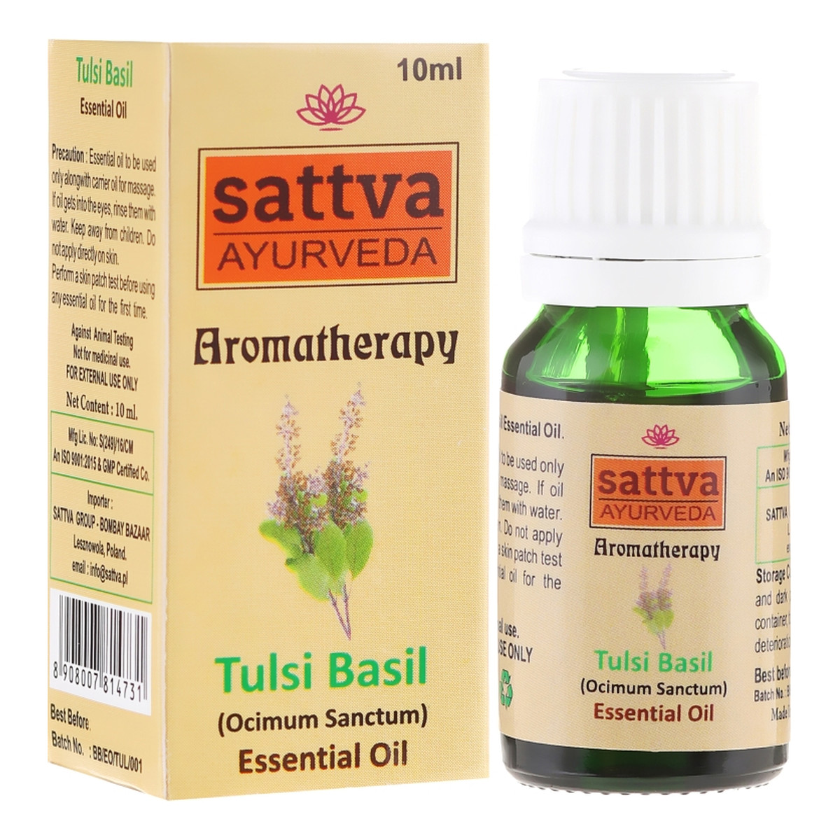 Sattva Aromatherapy Essential Oil Aromatherapy Naturalny olejek eteryczny z liści tulsi 10ml