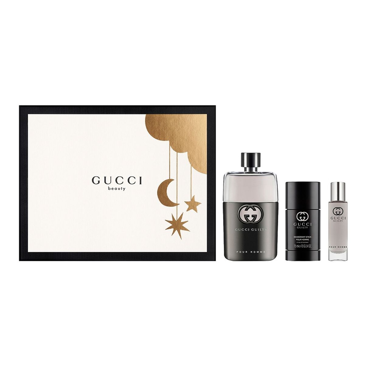 Gucci Guilty Pour Homme Zestaw woda toaletowa spray 90ml + dezodorant sztyft 75ml + miniatura wody toaletowej 15ml