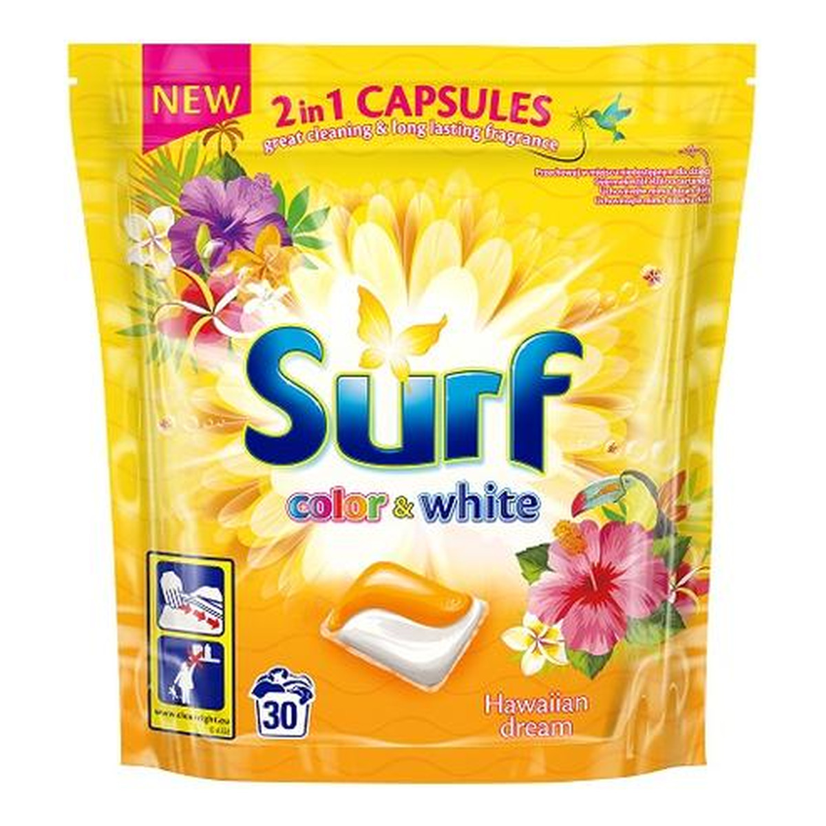 Surf Color & White Kapsułki do prania do bieli i koloru Hawaiian Dream 30szt 723g