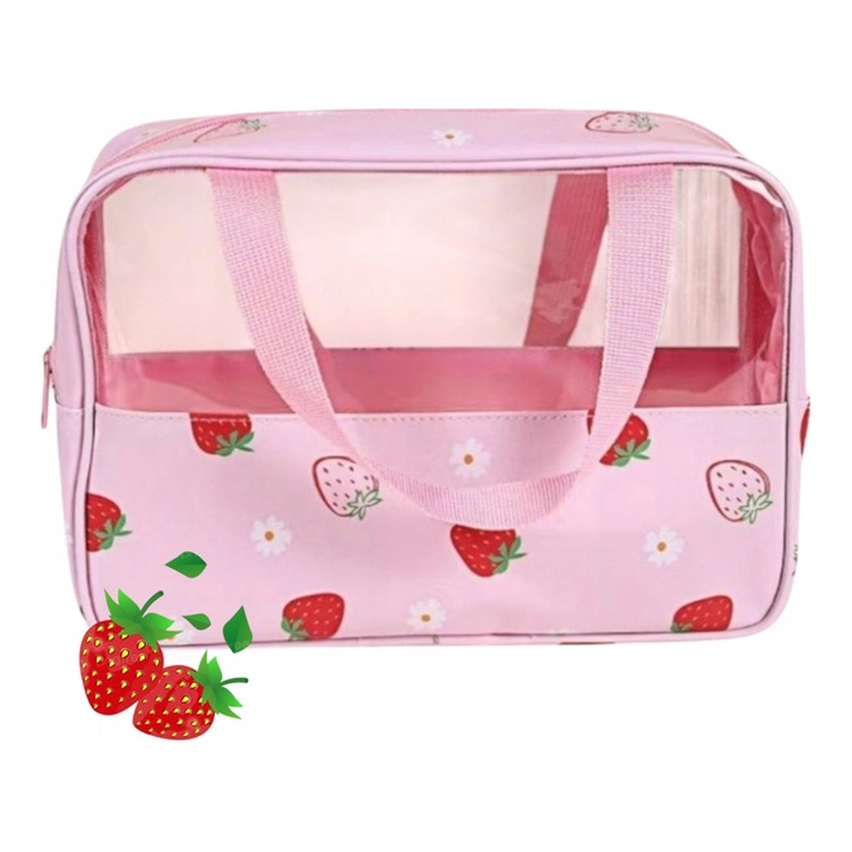 Ecarla Kosmetyczka rozkładana przenośna kuferek rozmiar M 31x10x20cm TRUSKAWKI KS148