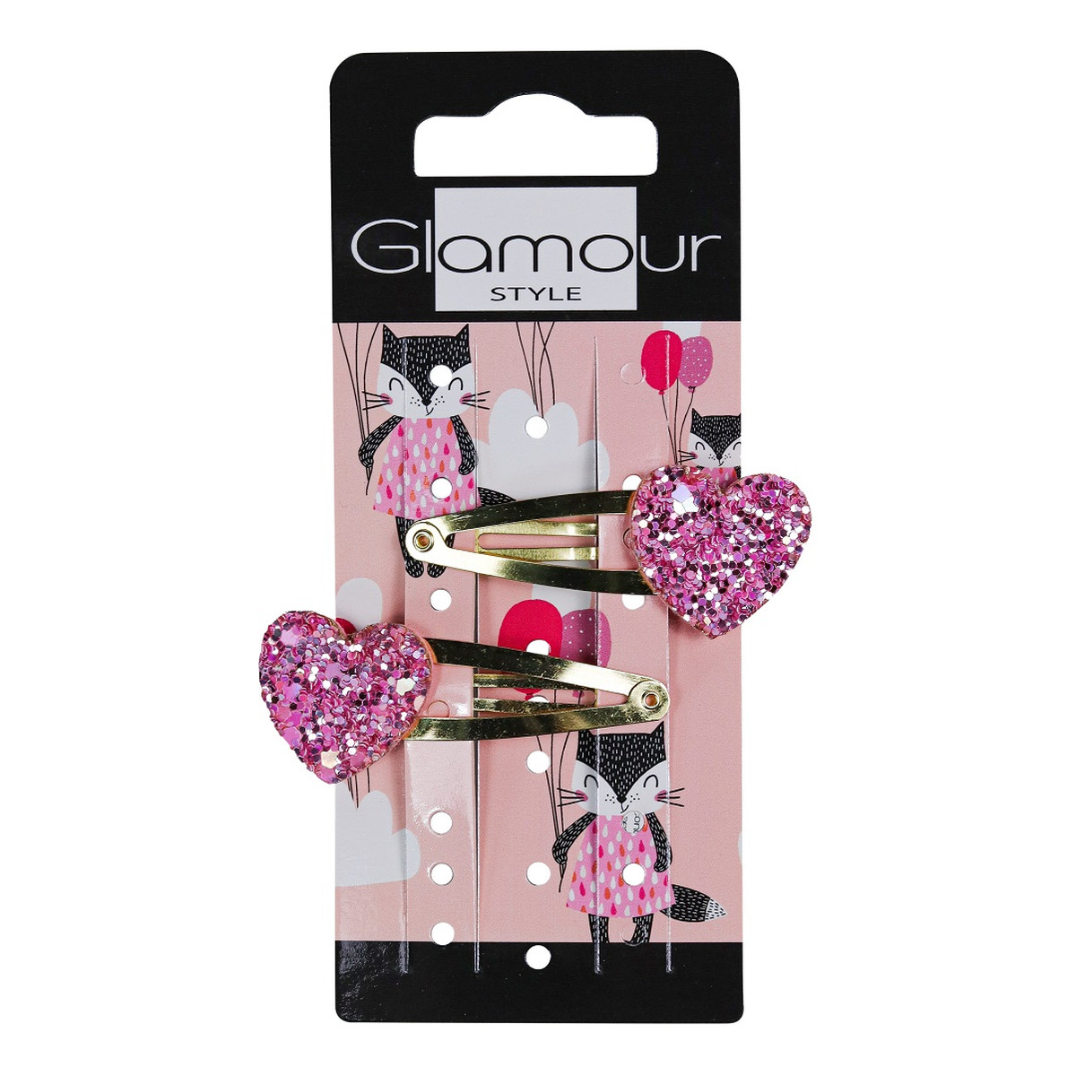 Glamour Kids spinki do włosów brokatowe serduszka 2szt.