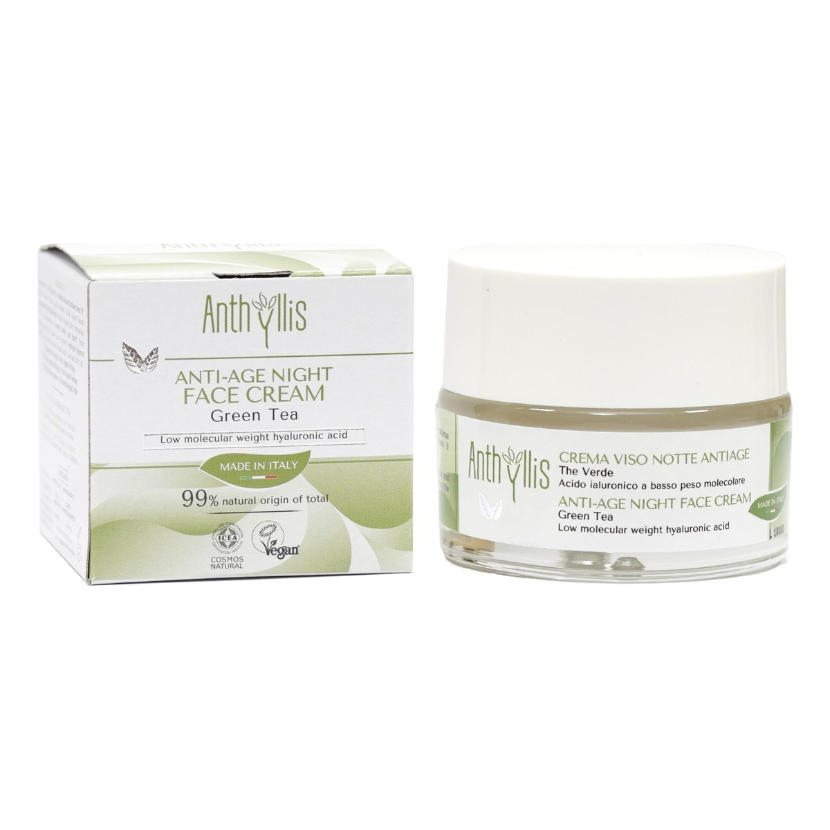 Anthyllis Krem do twarzy anti-age na noc zielona herbata kwas hialuronowy 50ml