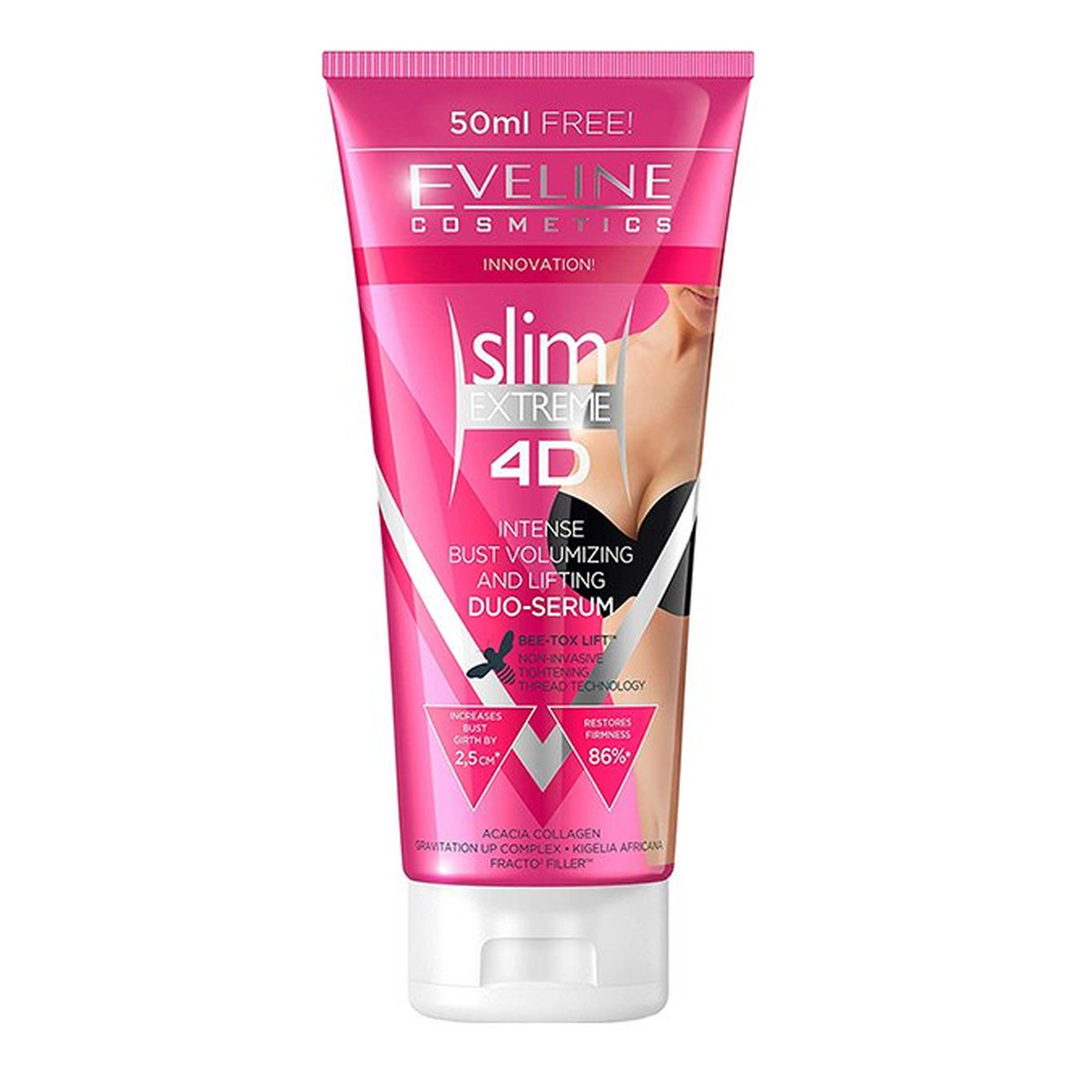 Eveline 4D Slim Extreme Intensywne Serum Powiększające i Poprawiające Strukturę Biustu Mezo Push-Up 200ml