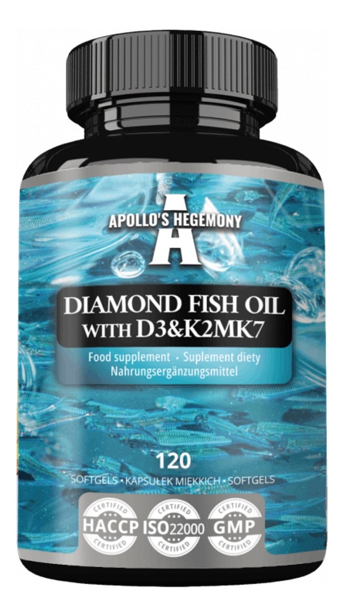 Diamond Fish Oil with D3&K2MK7 suplement diety 120 Kapsułek