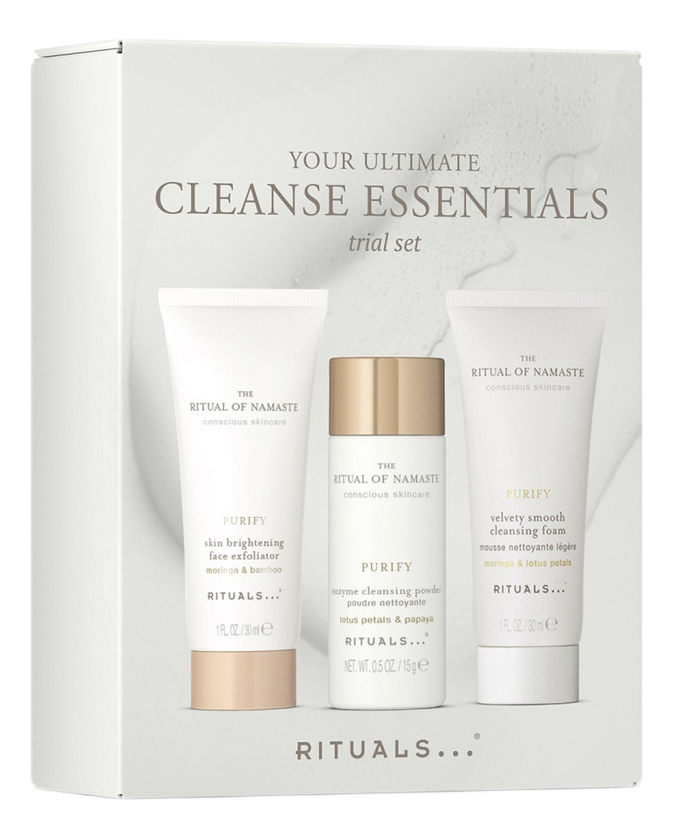 Your Ultimate Cleanse Essentials zestaw rozjaśniający peeling 30ml + pianka oczyszczająca 30ml + puder oczyszczający 15g