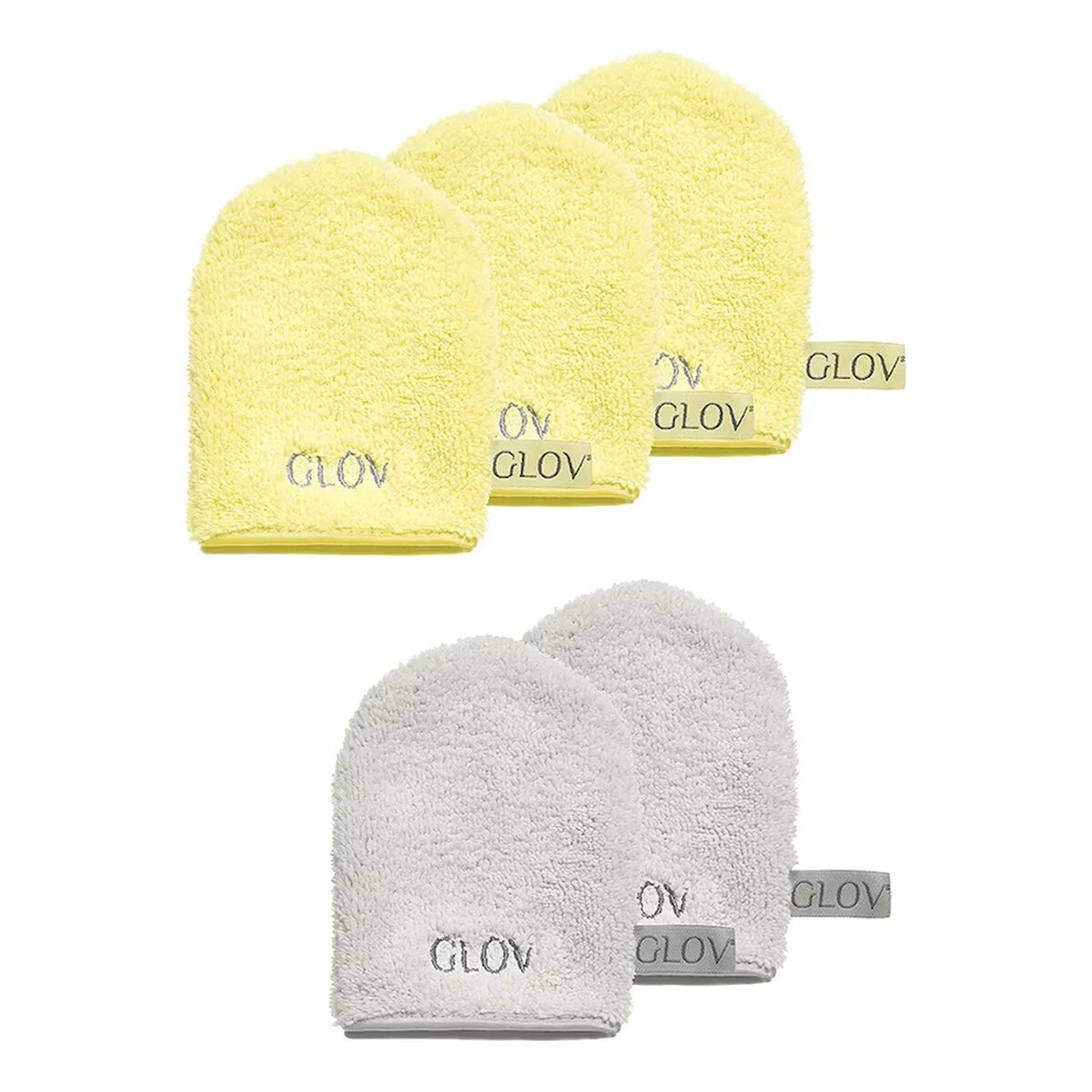 Glov Water-Only Skin Zestaw rękawiczek do demakijażu i oczyszczania twarzy baby banana 3szt + silver stone 3szt