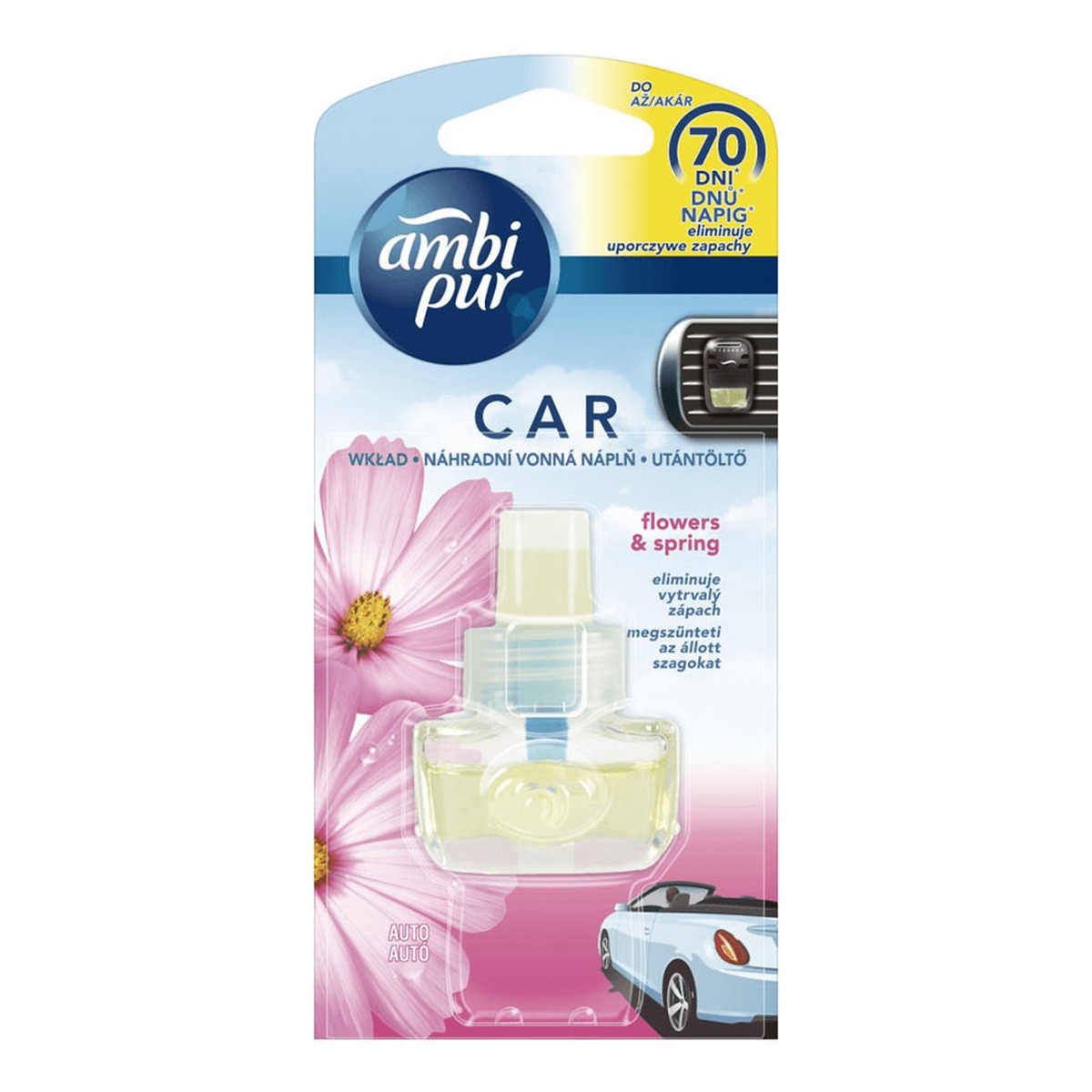 Ambi Pur Car Flowers&Spring odświeżacz powietrza do samochodu + zapach 7ml